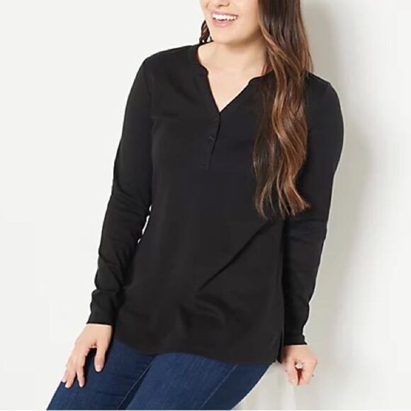 Isaac Mizrahi Live! Essentials Pima Cotton Swing Top - Picture 1 of 5